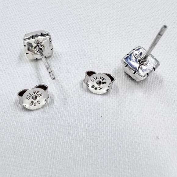 Square Amethyst Sterling Silver Post earrings - Picture 4 of 7